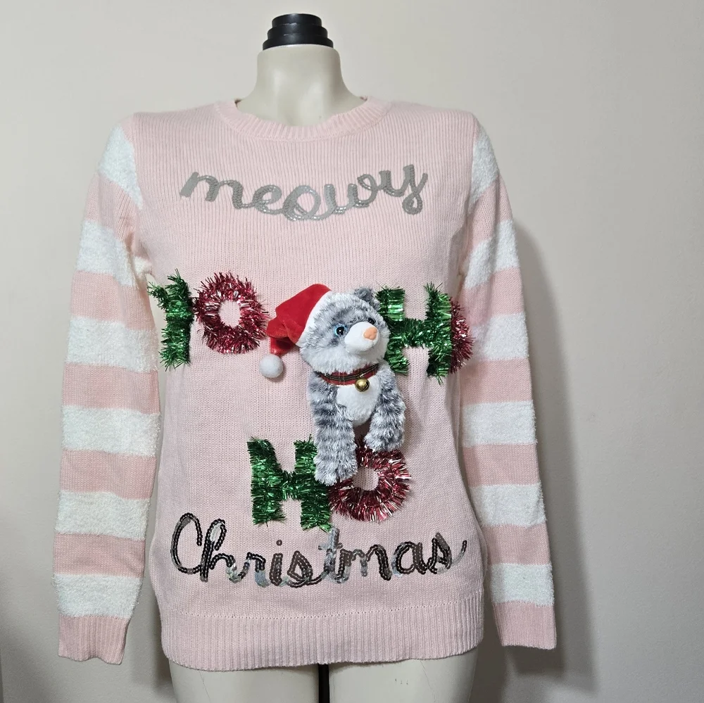 Ugly Christmas Holiday 3D Cat Sweater - Picture 1 of 5